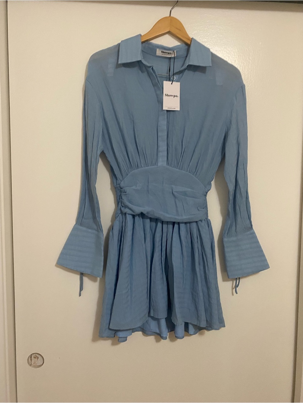 Showpo Valerie Mini Dress In Pale Blue - Picture 12 of 15